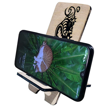 Ahşap Telefon Standı 4mm Huş Ejder Oyma