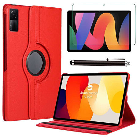 Xiaomi Redmi Pad SE 11 Uyumlu Tablet Kılıfı Cam Ekran Koruyucu Kalem Set