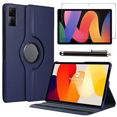 Xiaomi Redmi Pad SE 11 Uyumlu Tablet Kılıfı Cam Ekran Koruyucu Kalem Set