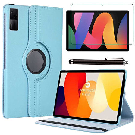 Xiaomi Redmi Pad SE 11 Uyumlu Tablet Kılıfı Cam Ekran Koruyucu Kalem Set