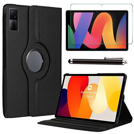 Xiaomi Redmi Pad SE 11 Uyumlu Tablet Kılıfı Cam Ekran Koruyucu Kalem Set