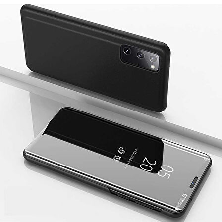 Samsung Galaxy S20 Uyumlu Aynalı Kapaklı Lüx Kılıf Siyah