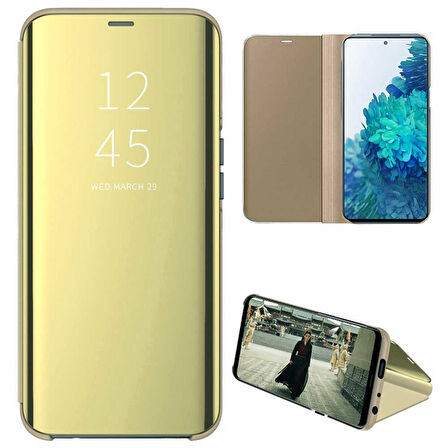 Samsung Galaxy J4 2018 Uyumlu Aynalı Kapaklı Lüx Kılıf