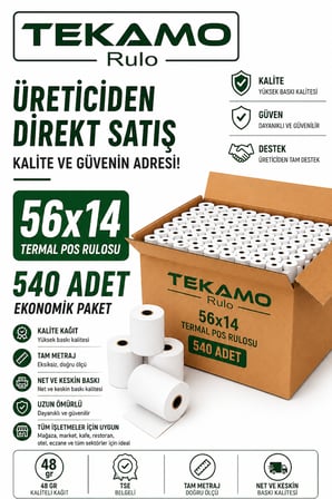 56x14 Yazar Kasa Pos Rulosu ( 54 Paket) 540 Adet Bir Koli