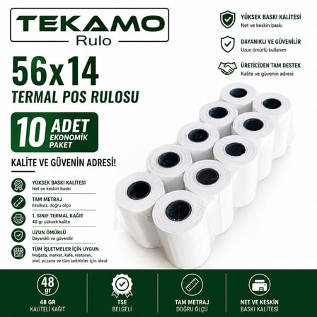 56x14 Termal Pos Yazarkasa Rulosu 10 Adet 1 Paket