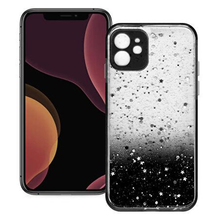 Apple Iphone 12 Simli Şeffaf Sert Slikon Kılıf