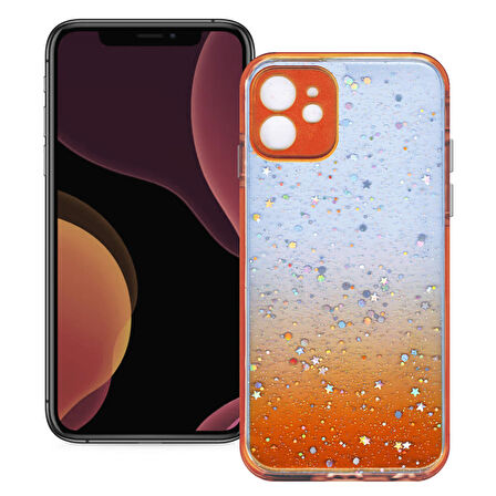 Apple Iphone 12 Mini Simli Şeffaf Sert Slikon Kılıf