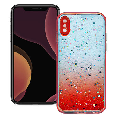 Apple Iphone X/XS Simli Şeffaf Sert Slikon Kılıf