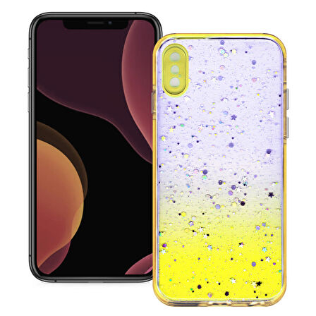 Apple Iphone X/XS Simli Şeffaf Sert Slikon Kılıf