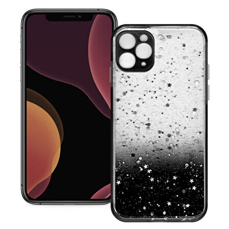 Apple Iphone 11 Pro Simli Şeffaf Sert Slikon Kılıf