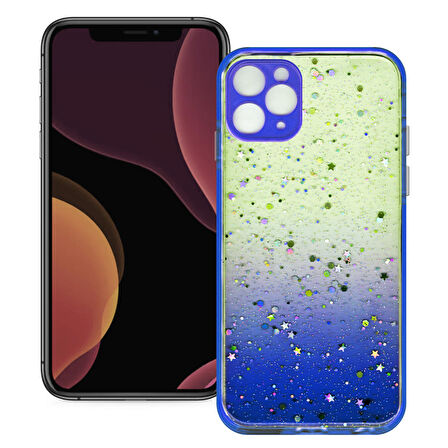 Apple Iphone 11 Pro Simli Şeffaf Sert Slikon Kılıf