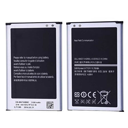 Samsung Galaxy Note 3 Neo Uyumlu N7500 Pil Batarya