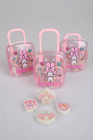 x Dekomus Lisanslı My Melody Çekçekli Bavul 4'lü Silgi Tek Adet