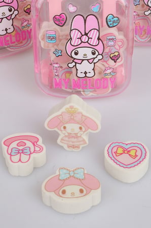 x Dekomus Lisanslı My Melody Çekçekli Bavul 4'lü Silgi Tek Adet