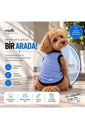 moffi Kedi Ve Küçük Irk Köpekler İçin Günlük Kullanım Pamuklu Atlet