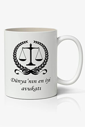Dünya'nın En İyi Avukatı Yazılı Temalı Beyaz Kupa Bardak Sevgiliye Arkadaşa Hediye