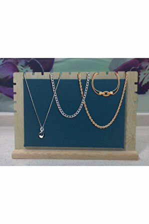 Ahşap Takı Teşhir Standı Çoklu Kolye Vitrin Sergileme Standı Büyük Boy