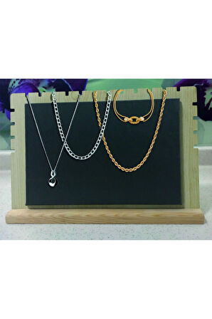 Ahşap Takı Teşhir Standı Çoklu Kolye Vitrin Sergileme Standı Büyük Boy