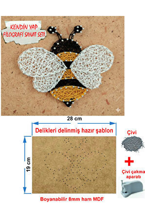 İp Sanatı Dikkat Geliştirici el becerisi Çocuk Montessori Eğitimi Filografi Hazır Set Arı