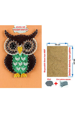 İp Sanatı Dikkat Geliştirici el becerisi Çocuk Montessori Eğitimi Filografi Hazır Set Baykuş