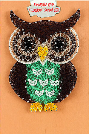 İp Sanatı Dikkat Geliştirici el becerisi Çocuk Montessori Eğitimi Filografi Hazır Set Baykuş