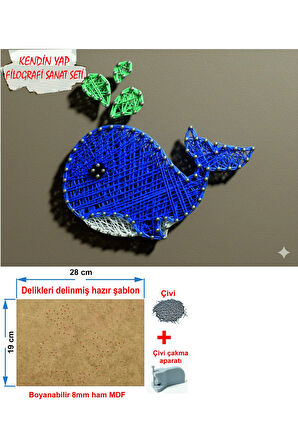 İp Sanatı Dikkat Geliştirici el becerisi Çocuk Montessori Eğitimi Filografi Hazır Set Balina