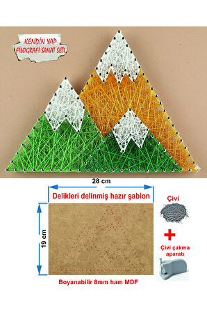 İp Sanatı Dikkat Geliştirici el becerisi Çocuk Montessori Eğitimi Filografi Hazır Set Dağlar