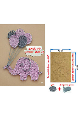 İp Sanatı Dikkat Geliştirici el becerisi Çocuk Montessori Eğitimi Filografi Hazır Set Fil