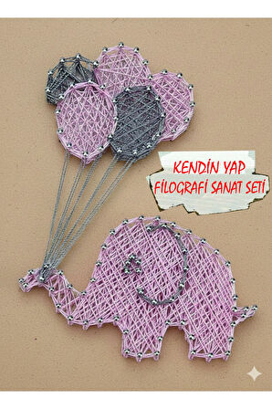 İp Sanatı Dikkat Geliştirici el becerisi Çocuk Montessori Eğitimi Filografi Hazır Set Fil