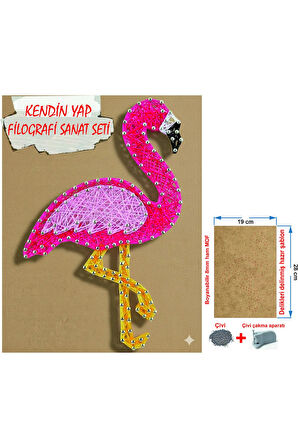 İp Sanatı Dikkat Geliştirici el becerisi Çocuk Montessori Eğitimi Filografi Hazır Set Flamingo