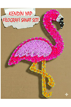 İp Sanatı Dikkat Geliştirici el becerisi Çocuk Montessori Eğitimi Filografi Hazır Set Flamingo