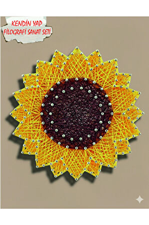 İp Sanatı Dikkat Geliştirici el becerisi Çocuk Montessori Eğitimi Filografi Hazır Set Aycicek