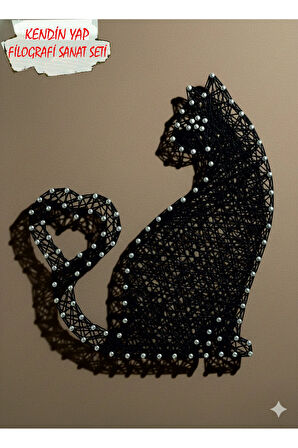 İp Sanatı Dikkat Geliştirici el becerisi Çocuk Montessori Eğitimi Filografi Hazır Set Kedi