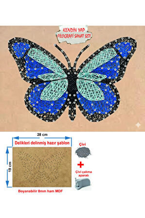 İp Sanatı Dikkat Geliştirici el becerisi Çocuk Montessori Eğitimi Filografi Hazır Set Kelebek