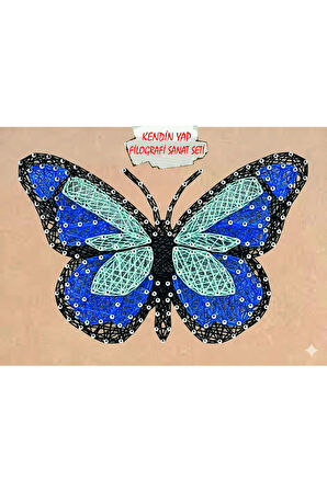 İp Sanatı Dikkat Geliştirici el becerisi Çocuk Montessori Eğitimi Filografi Hazır Set Kelebek