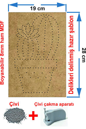 İp Sanatı Dikkat Geliştirici el becerisi Çocuk Montessori Eğitimi Filografi Hazır Set Kaktüs