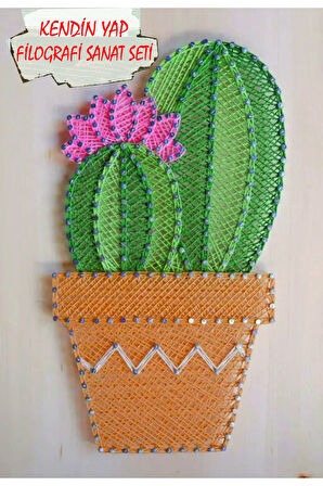 İp Sanatı Dikkat Geliştirici el becerisi Çocuk Montessori Eğitimi Filografi Hazır Set Kaktüs