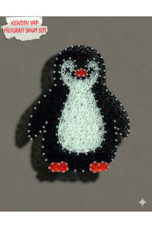 İp Sanatı Dikkat Geliştirici el becerisi Çocuk Montessori Eğitimi Filografi Hazır Set Penguen