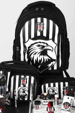 x Dekomus Lisanslı Beşiktaş Full Kırtasiye Seti 3D Kartal Büyük Boy Okul,Beslenme Ve Kalem Çantası,Beslenme Kabı,Matara Seti