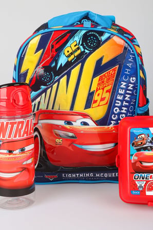 x Dekomus Lisanslı Cars Brick Champion's Colleciton 32 Cm Tek Bölmeli Küçük Boy Anaokul Çantası,Beslenme Kabı,Matara Seti