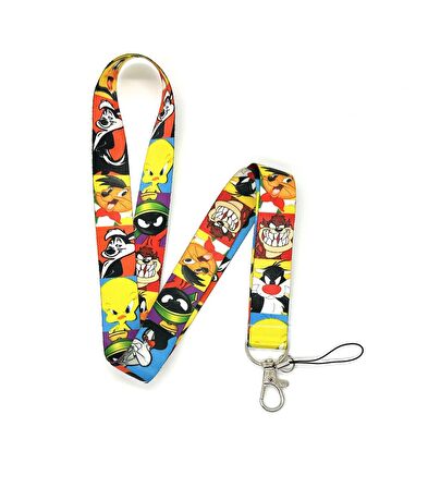 Looney Tunes Agrasif Karakterler Temalı Boyun İpi Telefon Askısı