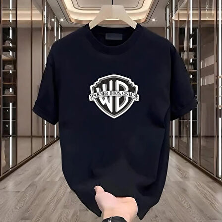 Warner Bros Baskılı Siyah Oversize Erkek Tshirt