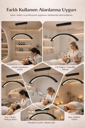 Askılı LED Kirpik Lambası Yarım Ay Lamba Salon Cilt Bakım Lambası Kumandalı 48W