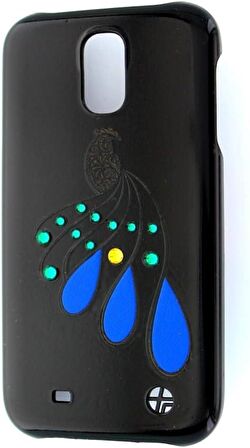 Samsung Galaxy S4 Kılıf Trexta Marka Deri Dokulu Dikişli Sert - Siyah Taşlı