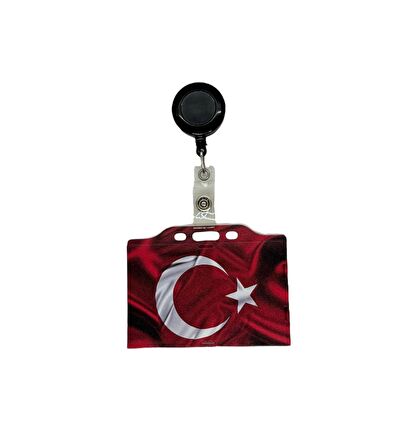 Türk Bayrağı Temalı Yatay Kart Kabı Kart Koruyucu