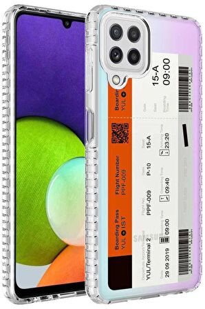Galaxy A22 4G Kılıf Airbag Kenarlı Renkli Desenli Elegans Silikon
