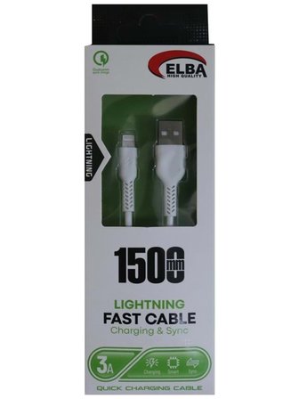 Elba Elb36-L1 1,5 Metre Micro Beyaz 3A Hızlı Şarj Kablosu