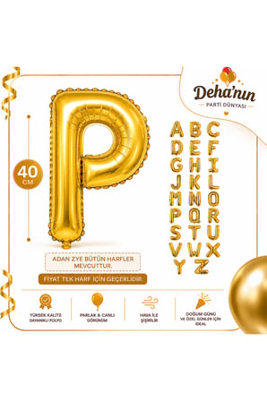Adan Zye Harf Gold Folyo Balon 40cm