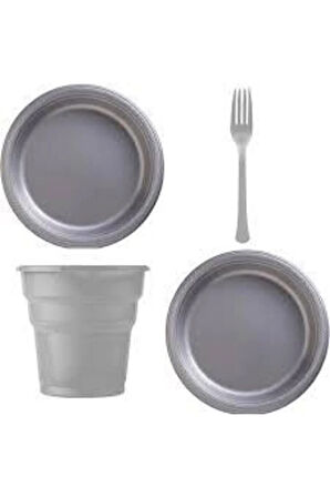 25 Kişilik Ekonomik Gümüş Konseptli Doğum Günü Parti Seti