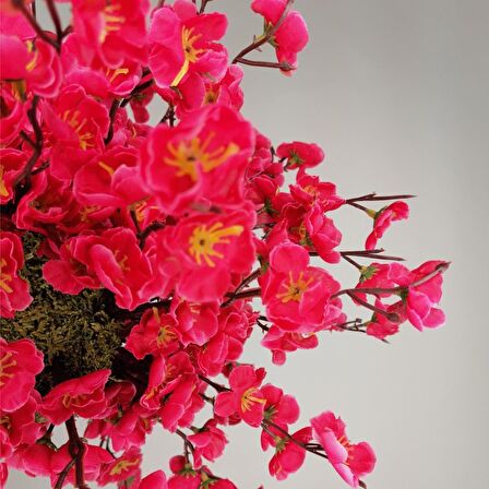 Yapay Ağaç Fuşya Bahar Dalı Japon Kiraz Çiçeği Beyaz Saksılı 90cm